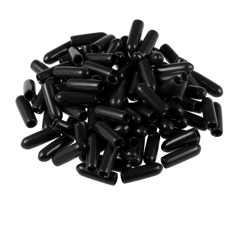  [AUSTRALIA] - uxcell 100pcs Rubber End Caps 3mm ID Vinyl Round Tube Bolt Cap Cover Screw Thread Protectors Black