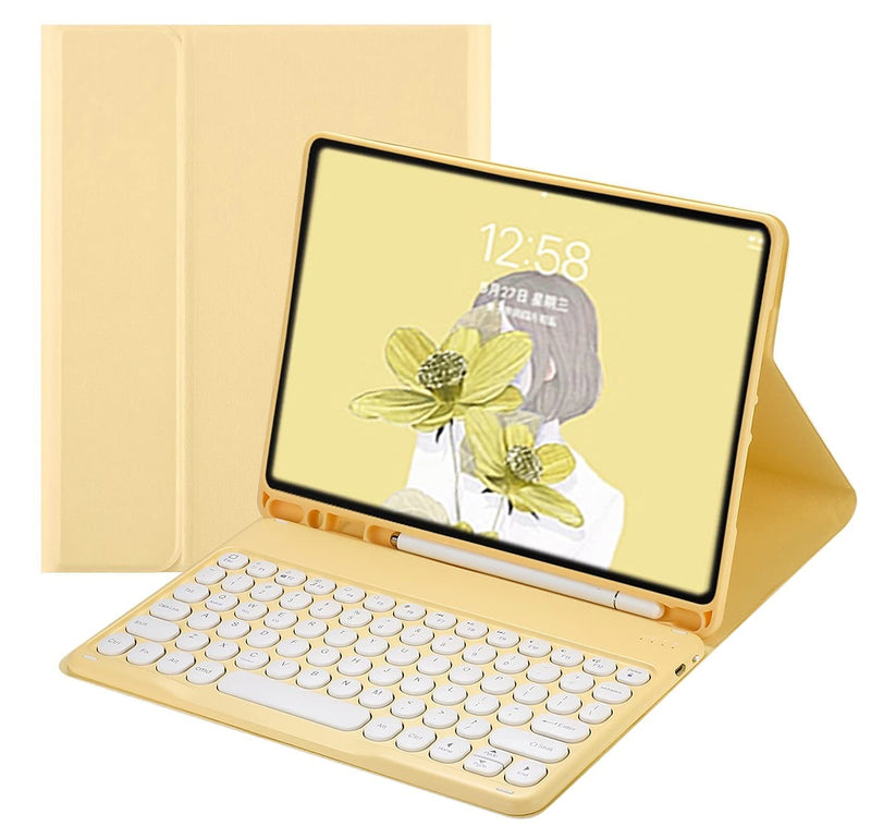  [AUSTRALIA] - 2022 New iPad 10th Generation 10.9" Keyboard Case Cute Round Key Color Keyboard Wireless Detachable BT Keyboard Cover for iPad 10 10.9-inch (Yellow) iPad 10th Generation 10.9" Yellow