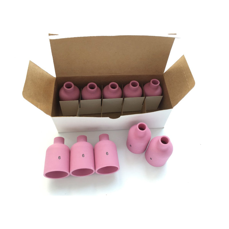  [AUSTRALIA] - Pack of 10,Large Gas Lens Alumina Cup Shield Nozzles 57N75(#6) Fit PTA DB HW WP-17 18 26 Series TIG Welder Torch