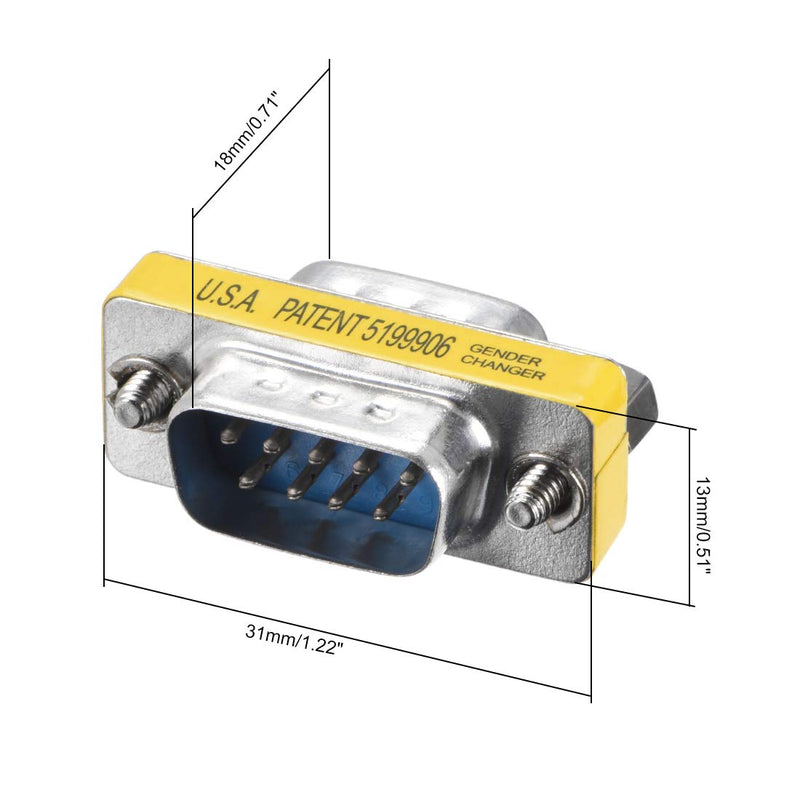  [AUSTRALIA] - uxcell DB9 VGA Gender Changer 9 Pin Male to Male 2-row Mini Gender Changer Coupler Adapter Connector for Serial Applications Blue Pack of 5