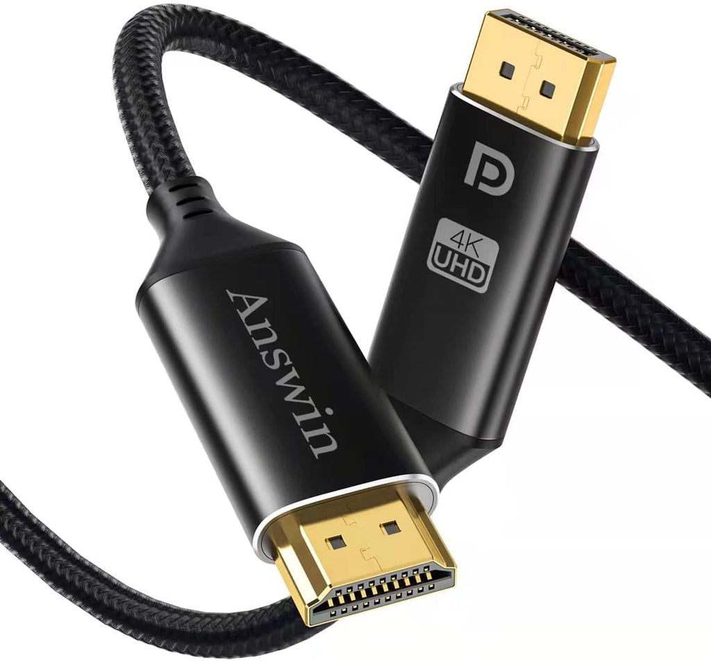  [AUSTRALIA] - DisplayPort to HDMI Cable, Answin 6Ft DisplayPort to HDMI 4K Unidirectional DP to HDMI Cable Compatible for HP, DELL, GPU, AMD, NVIDIA and More… Black