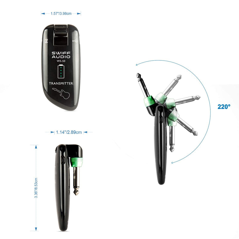  [AUSTRALIA] - SWIFF High-Grade Electronic Guitar Wireless System Rechargeable Guitar Transmitter Receiver Support Multi Channels and 5.5 Hours Long Battery Life for All Electric Musical Instruments