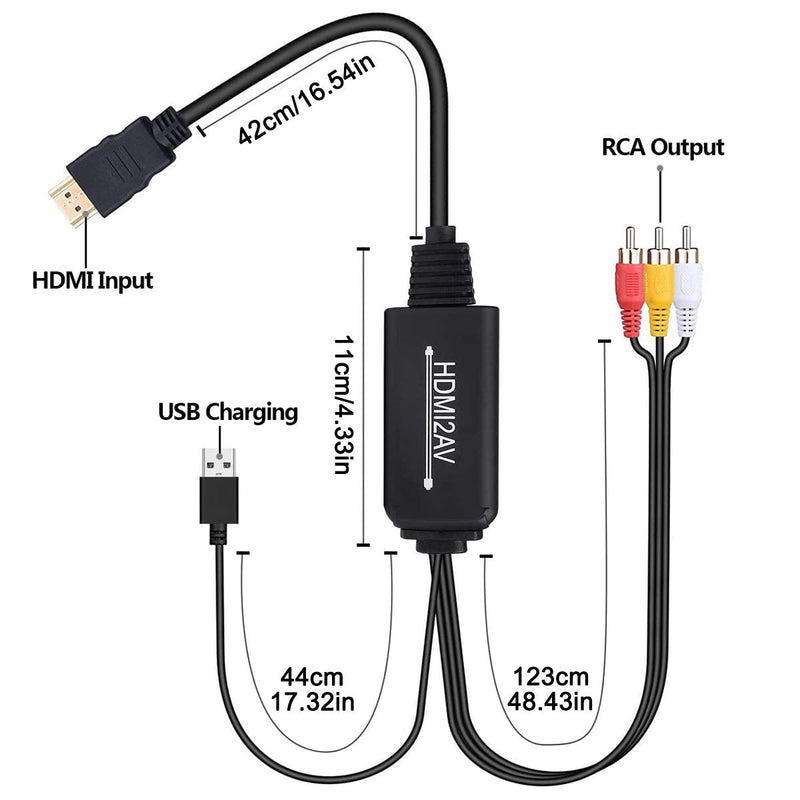  [AUSTRALIA] - HDMI to RCA Cable, HDMI to RCA Converter Adapter Cable, 1080P HDMI to AV 3RCA CVBs Composite Video Audio Supports for Amazon Fire Stick, Roku, Chromecast, PC, Laptop, Xbox, HDTV, DVD