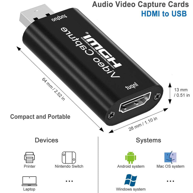  [AUSTRALIA] - AOGITKE Audio Video Capture Cards 4k Link Card HDMI to USB 2.0 Record to DSLR Camcorder Action Cam Computer Capture Device for Streaming, Live Broadcasting, Video Conference, Teaching, Gaming