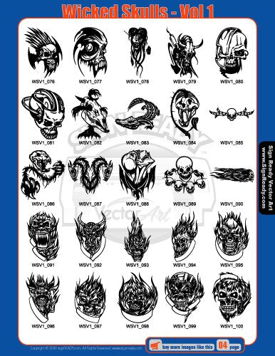  [AUSTRALIA] - Skulls Clipart-Vinyl Cutter Plotter Clip Art Images-Sign Design Vector Art Graphics CD-ROM (Volumes 1+2)