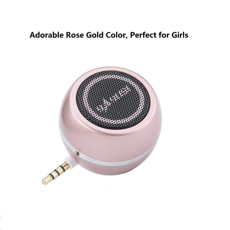  [AUSTRALIA] - Mini Portable Speaker with 3.5mm Aux Input Jack, 3W Mobile Phone Line-in Speaker for iPhone iPad iPod Tablet Cell Phones, Gifting for Girls/Kids, Rose Gold