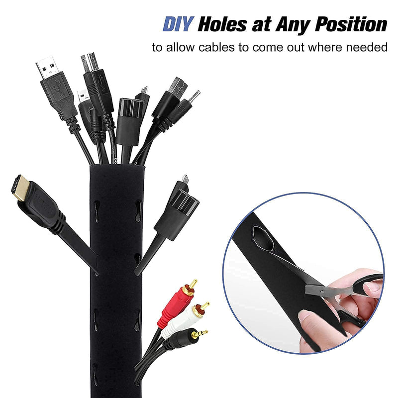  [AUSTRALIA] - JOTO 10.83ft Cuttable & Flexible Cable Management Sleeve Bundle with 2 Pack 19-20 Inch Cord Management System with Zipper