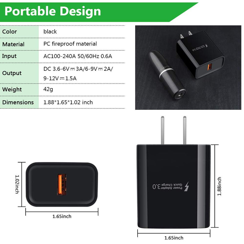  [AUSTRALIA] - Android Fast Charger for Samsung Galaxy S7 S6 Edge A10 A6 J8 J7 J5 J3 J2 Note 5,LG Stylo 3 2 K40 K30 K20,Moto E7 E6 E5 G5,Kindle fire,Quick Charge 3.0 Wall Charger Car Adapter+3FT 6FT Micro USB Cable