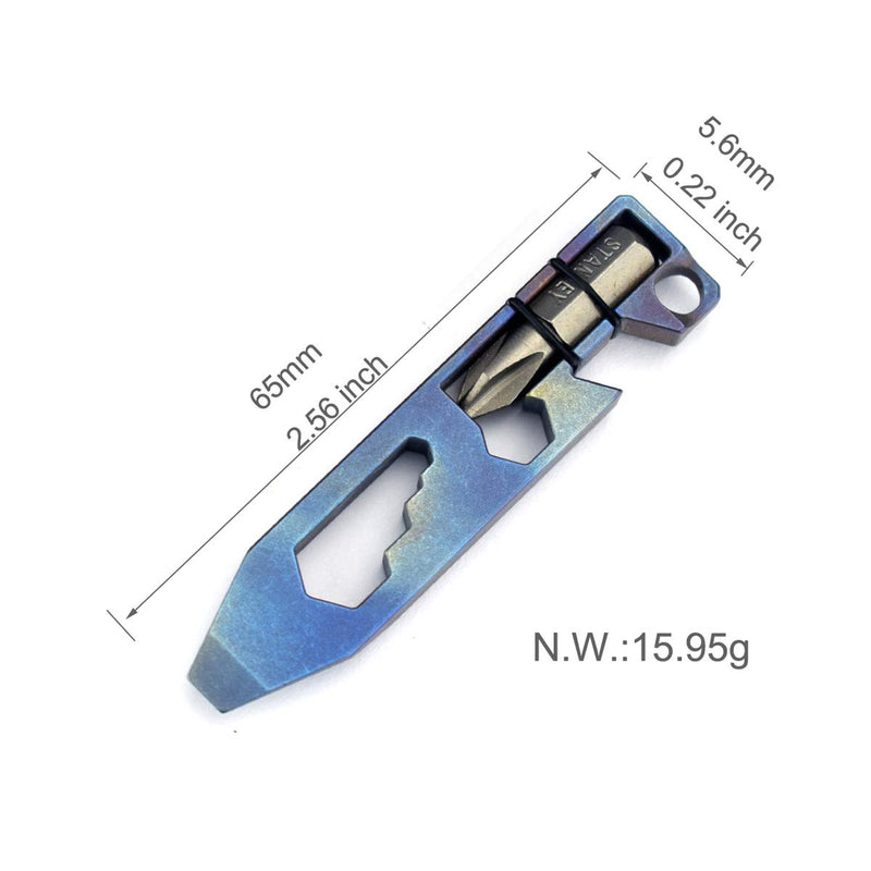  [AUSTRALIA] - Titaner Titanium Multitool Pry Bar Bottle Opener Screwdriver Wrench Tool EDC Gear Keychain Tools (Blue) Blue