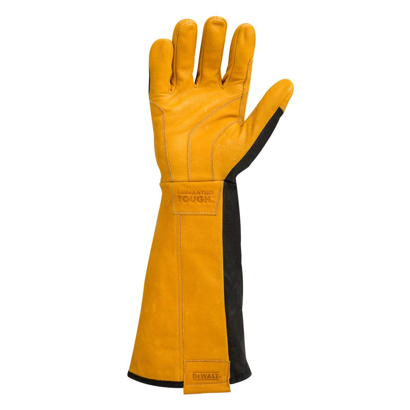  [AUSTRALIA] - Dewalt Premium Leather Welding Gloves, Fire/Heat Resistant, Gauntlet-Style Cuff, Elastic Wrist, Medium Medium (Pack of 1)