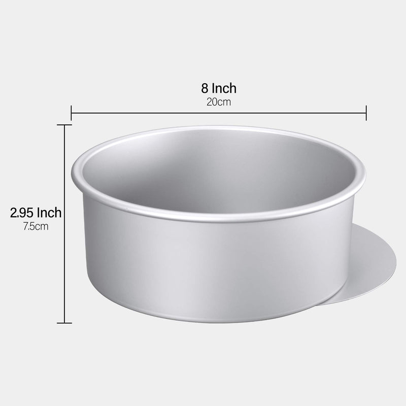  [AUSTRALIA] - OJelay Round Cake Pan 8 Inch Removable Bottom Nonstick Anodized Aluminum Layer Cake Baking Pan Anodized Cake Pan Silver