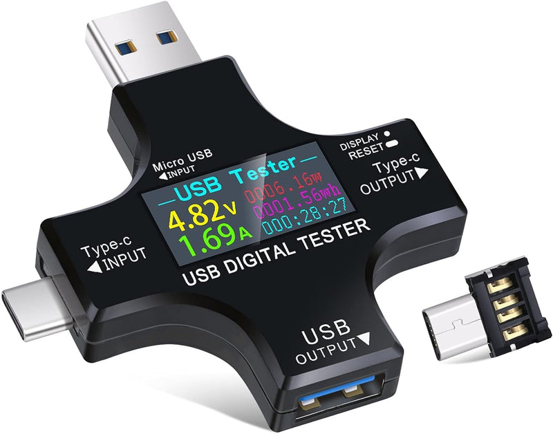  [AUSTRALIA] - Avatcen 2 in 1 USB Tester Meter USB C Current Meter Display LCD Digital Multimeter Power Meter, Power Meter, Voltage Voltmeter, Current, Capacity Detector, USB Cable TesterDC3.6-30V/0-5.1A