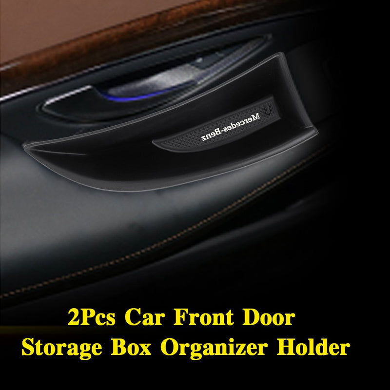 Qiilu 2Pcs Car Front Door Storage Box Organizer Holder for Mercedes Benz S-Class W222 2014-2018(Black) Black - LeoForward Australia