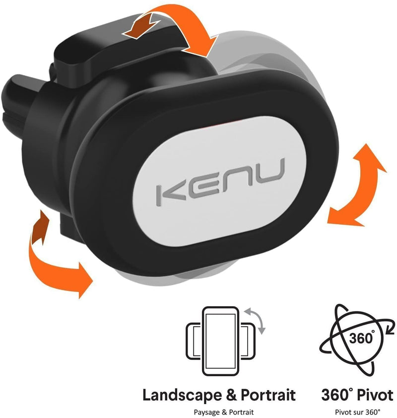  [AUSTRALIA] - Kenu Airframe Magnetic Phone Car Mount for Air Vent - Portable Mobile Holder - 360 Degree Rotation - 6 Powerful Magnets with 1 Reusable Steel Plate - Use with Latest iPhones, Samsungs, and Androids
