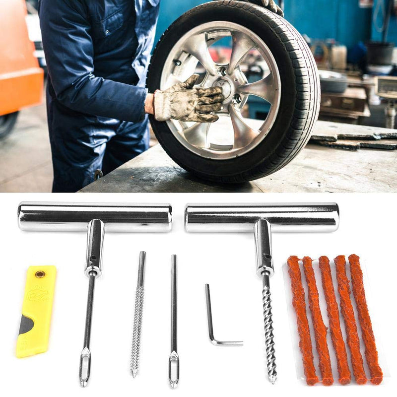 Akozon 13Pcs Tire Repair Kit Tyre Repairing Tool Set Handle Tire Plug Kit for Automobiles Motorcycles with Box Ideal for Car, Truck, Motorcycle, Bicycle - LeoForward Australia
