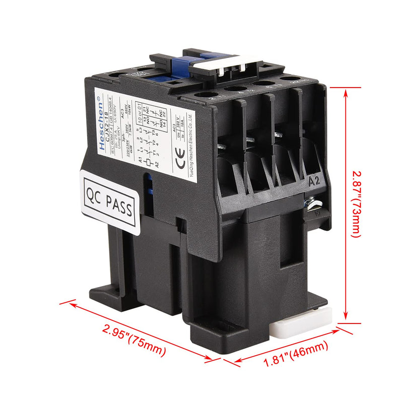  [AUSTRALIA] - Heschen AC contactor CJX2-1810 24V 50/60Hz coil 3P 3-pin normally open Ie 18A Ue 380V