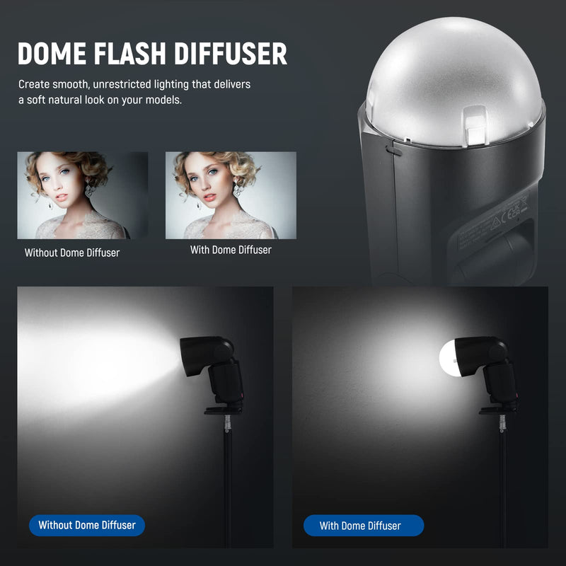  [AUSTRALIA] - NEEWER Magnetic Dome Diffuser for Z1 Round Head Speedlite Flash, Magnetically Attached Flash Dome Light Modifier for Z1-S, Z1-N, Z1-C Speedlite, M12