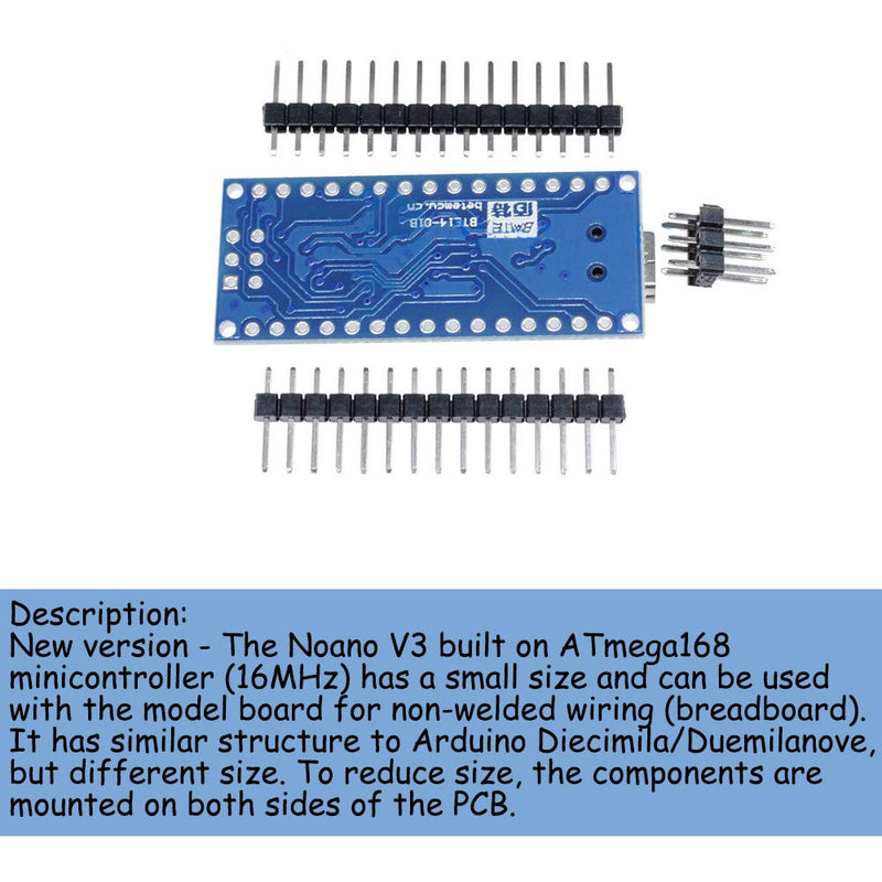  [AUSTRALIA] - KOOBOOK 5Pcs USB Nano V3.0 ATmega168 16M 5V Mini-controller CH340G Mini USB UART Board Microcontroller Module For Arduino