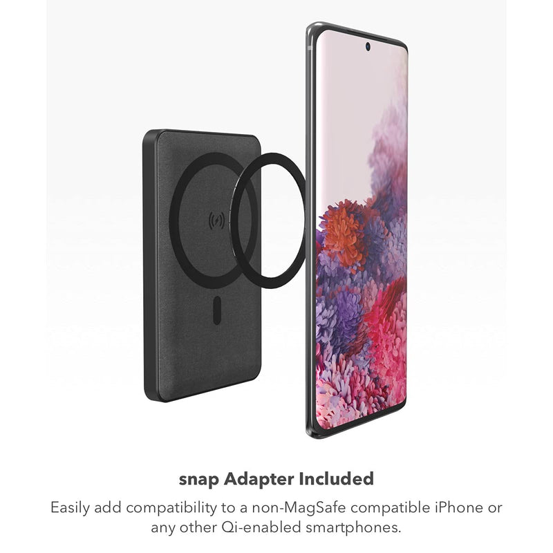  [AUSTRALIA] - mophie snap+ juice pack mini - Magnetic and portable wireless charger containing a 5,000mAh internal battery. - Black