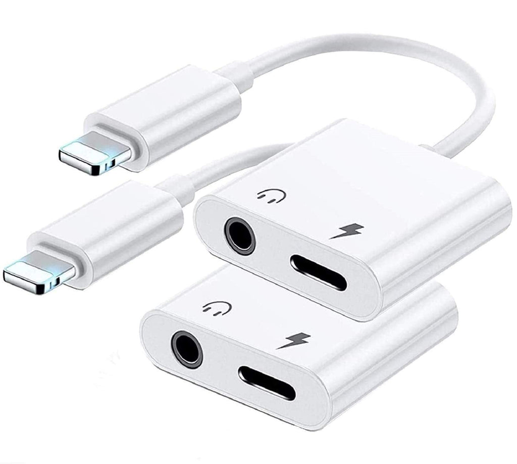  [AUSTRALIA] - [Apple MFi Certified] 2 Pack Lightning to 3.5mm Headphone Jack Adapter 2 in 1 iPhone Headphones Adapter Charger and Aux Audio Splitter for iPhone 14/13/12/11/XS/XR/X/8/7 Charging+Music Control