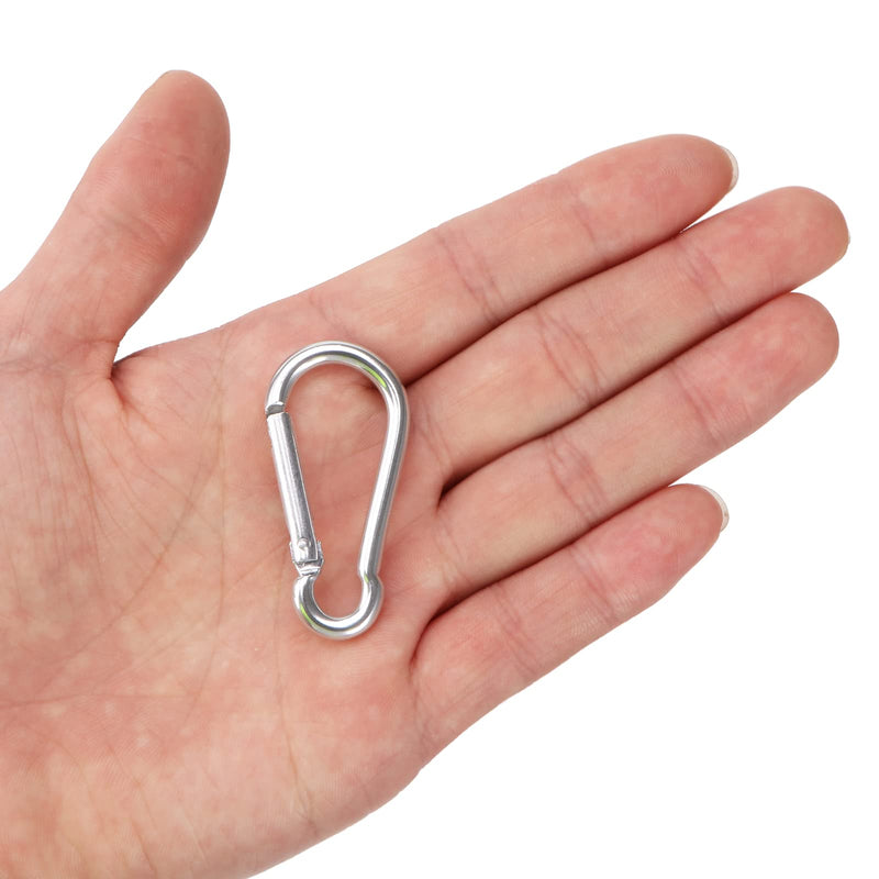  [AUSTRALIA] - 80PCS Small Carabiner Caribeaner Clip Bulk 1.89" Spring Snap Hook Key Chain Clip Aluminum Batch D Ring Carabiners for Backpacking Camping, Hiking, Traveling, Silver