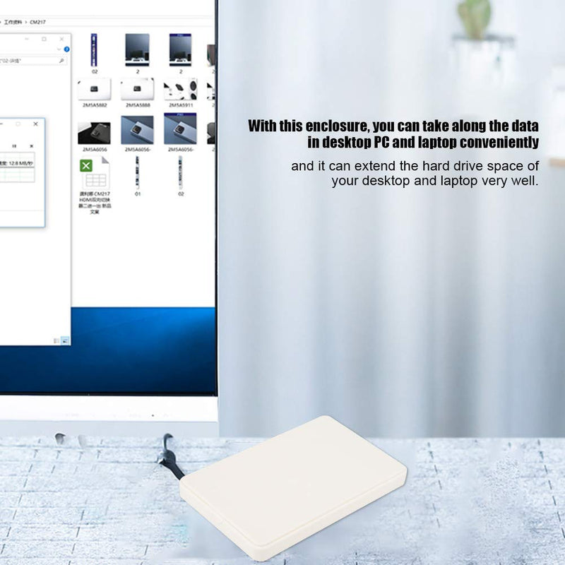  [AUSTRALIA] - Hard Drive Enclosure, W25Q730M 2.5in 2TB HDD Portable External Hard Drive Enclosure USB 3.0 SATA Mobile Hard Disk Box for Desktop Laptop Computer(White) white