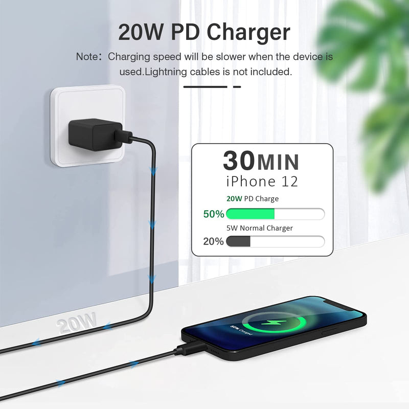  [AUSTRALIA] - Dericam 20W USB C Wall Charger, Cellphone Power Adapter with 4.9ft USB-C to USB-C Cable, 20W PD Fast Charger Block Compatible for iPhone 13/12 Pro Max Pixel Galaxy iPad Mini/Pro (Black)