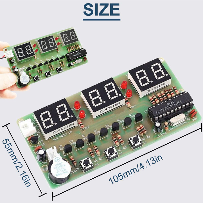  [AUSTRALIA] - DAOKAI Digital Clock DIY Electronics Kit 6Bits LED Digital Tube Display Circuit Board Soldering Practice Kit Electronics for DIY Soldering Student STEM Project, with 9V Battery Clip