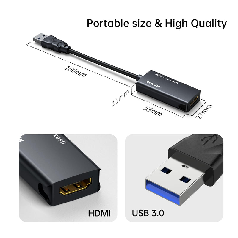  [AUSTRALIA] - MT-VIKI USB 3.0 to HDMI Adapter, USB 3.0 to HDMI Male to Female Adapter, 1080P Compatible with Mac OS, Windows 10/8.1/8/7 (Uni-Directional)
