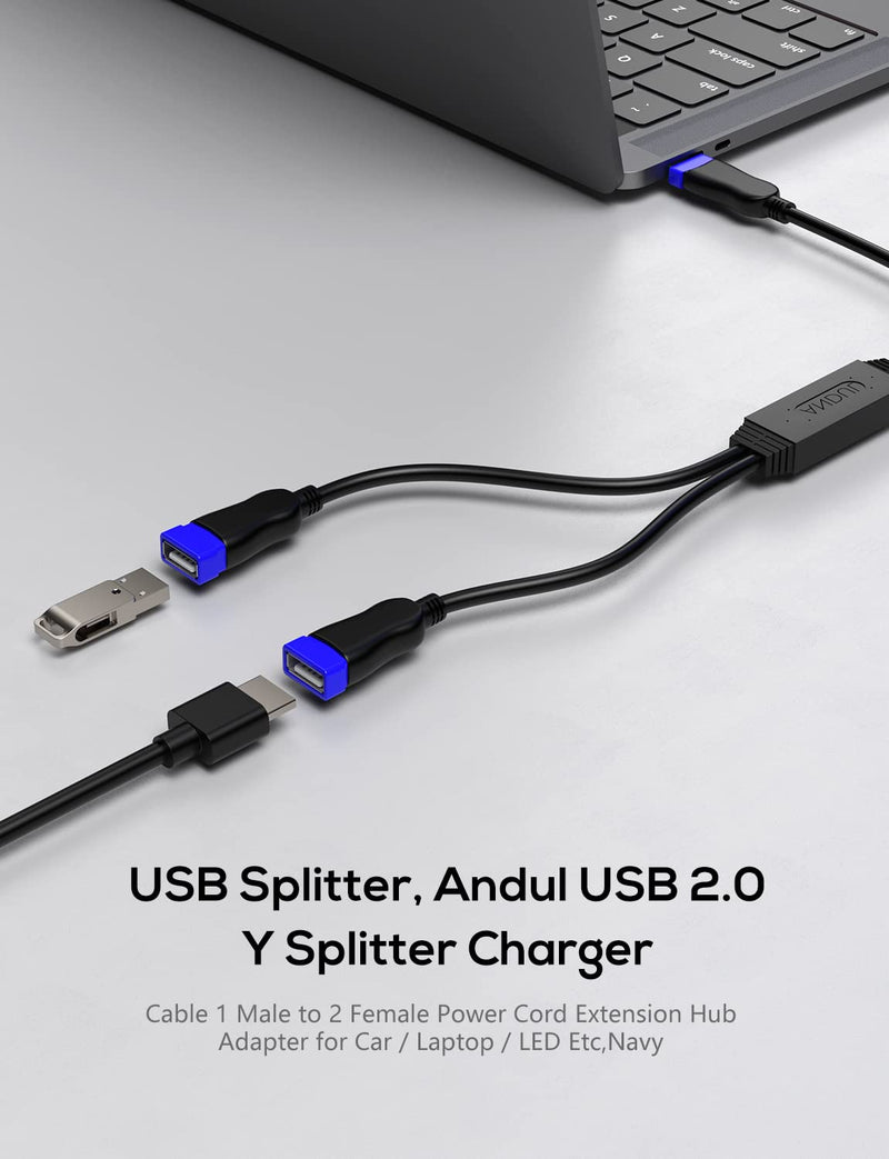  [AUSTRALIA] - USB C Male to 2 USB Female Cable, ANDTOBO USB C OTG Splitter Cable, Thunderbolt 3 Splitter Y Cable Charger Cord Multiple Hub for Laptop , PC, Phone, Charging