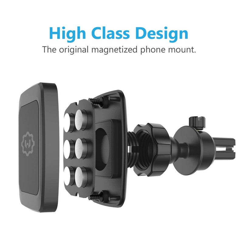  [AUSTRALIA] - WixGear Magnetic Phone Car Mount, Universal Bite-Lock Air Vent Magnetic Phone Car Mount Holder, for Cell Phones with Swift-snap Technology