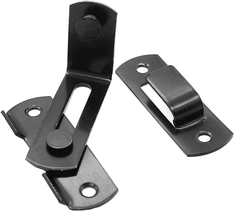  [AUSTRALIA] - Flip Door Sliding Latch,90 Degree Stainless Steel Latch,Safety Sliding Barn Door Lock,Latch Lock,Right Angle Curved Door,Prevent Corrosions 1 Black