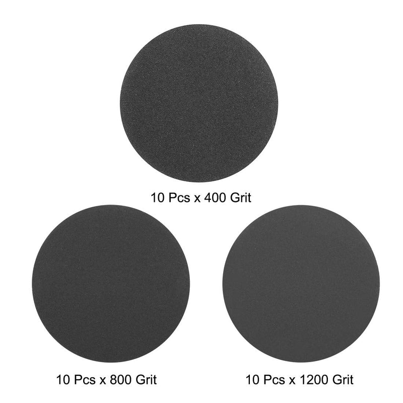  [AUSTRALIA] - uxcell 2" Hook and Loop Sanding Disc 400/800/1200 Grit Assorted Silicon Carbide Sandpaper for Random Orbit Sander Wet/Dry Polishing 30Pcs