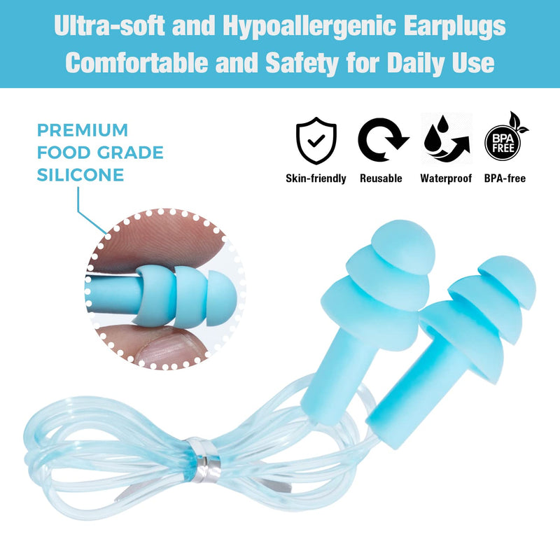  [AUSTRALIA] - ANBOW Ear Plugs for Sleeping Noise Cancelling. Reusable Silicone Earplugs. Custom Fit - Noise Reduction for Sleeping, Concerts, Work & Swimming. Adjustable to Ear Size. 3 Pairs + Travel Pouch