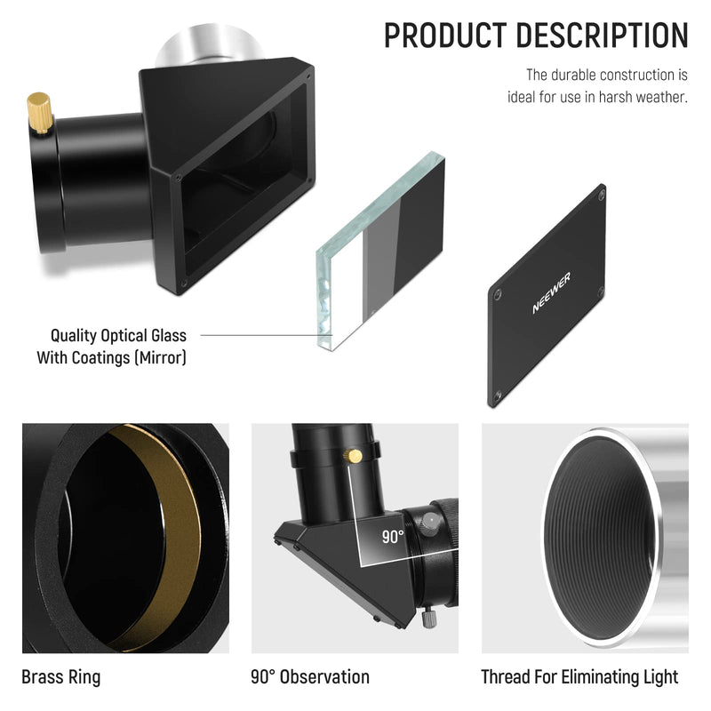  [AUSTRALIA] - NEEWER 1.25" 90° Zenith Diagonal Mirror, Erecting Image Positive Optic Mirror Adapter for Refractor and Catadioptric Astronomical Telescope Eyepiece