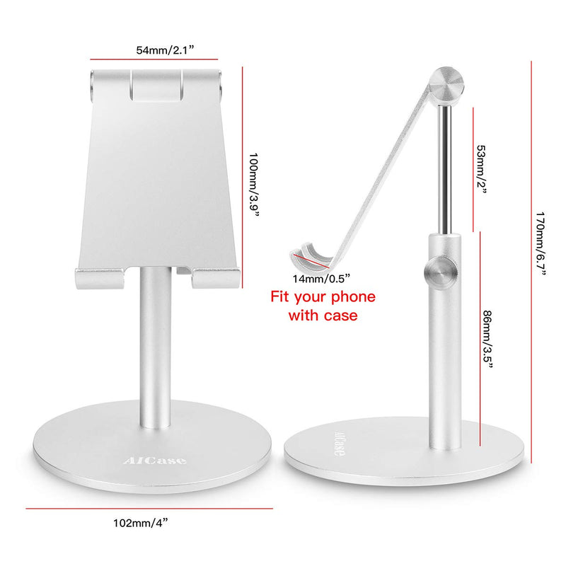  [AUSTRALIA] - Adjustable Tablet/Phone Stand,AICase Telescopic Adjustable iPad Stand Holder,Universal Multi Angle Aluminum Stand Compatible with iPhone Smart Cell Phone/Tablet/iPad(4-13 inch), Silver