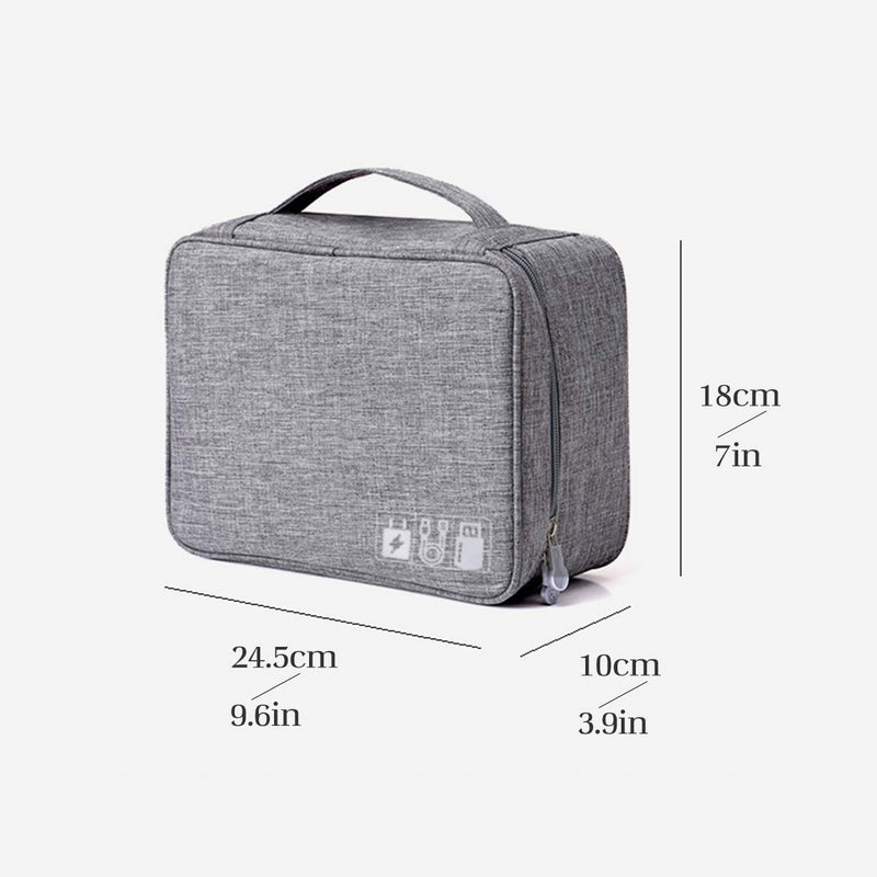  [AUSTRALIA] - Electronics Organizer, OrgaWise Electronic Accessories Bag Travel Cable Organizer Three-Layer for iPad Mini, Kindle, Hard Drives, Cables, Chargers (Two-Layer-Grey) Two-Layer-Grey