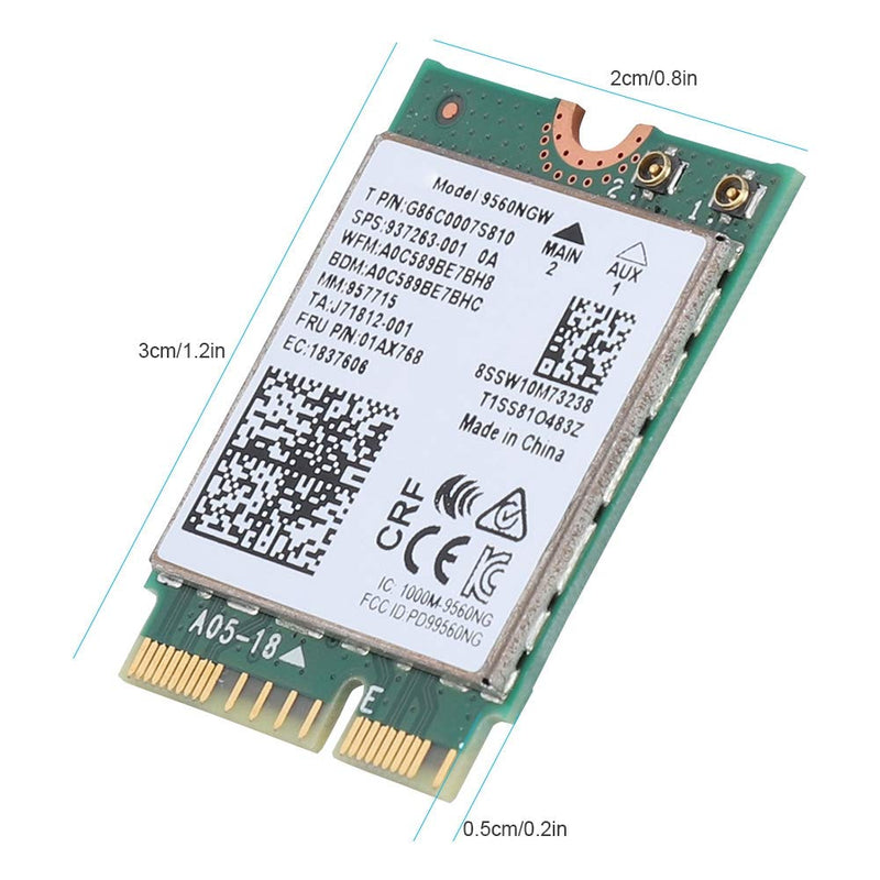  [AUSTRALIA] - Wireless WiFi Card for Intel 9560AC NGW, 1730Mbps 2.4G/5G Dual Band Bluetooth 5.0 Network Card for Samsung/Dell/Sony/ACER/ISUS/MSI/Clevo/Terransforce/Hasee