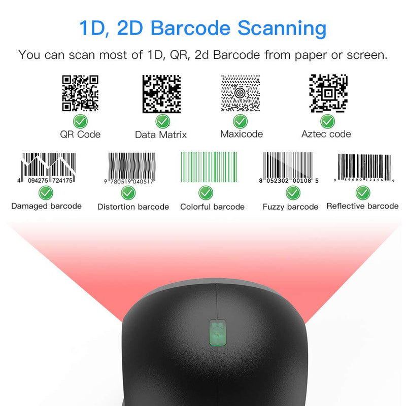  [AUSTRALIA] - Eyoyo 1D 2D Desktop Barcode Scanner, with Automatic Sensing Scanning Omnidirectional Hands-Free Barcode Reader QR Screen Scanning Platform Scanner for POS PC Supermarket Bookstore Retail Mall
