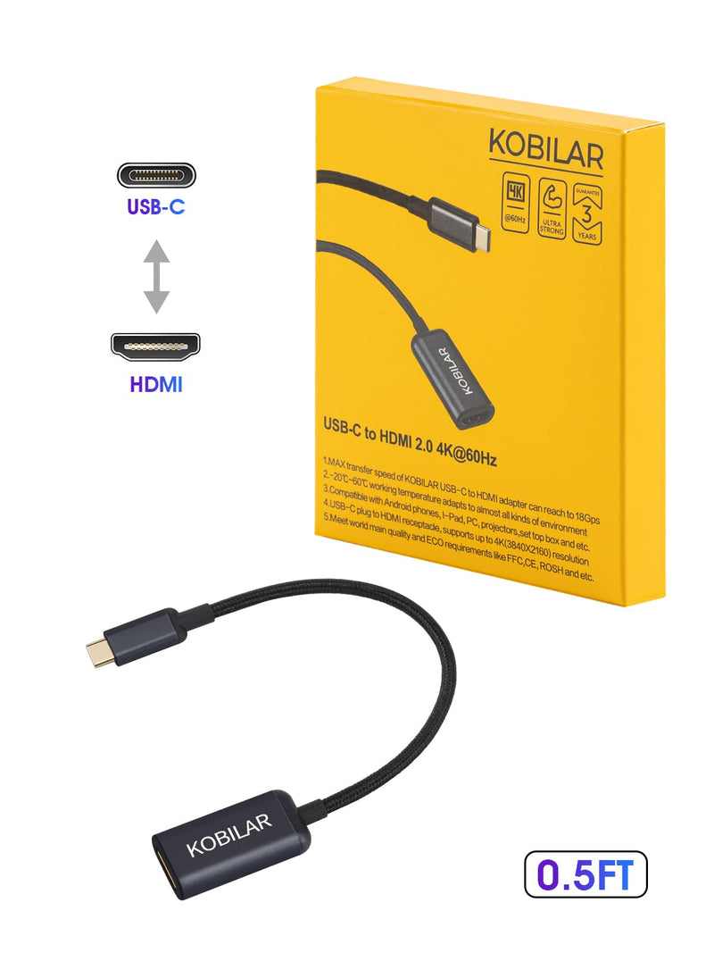  [AUSTRALIA] - Kobilar USB C to HDMI Adapter - High Resolution（4K@60Hz） USBC to HDMI Aluminum Shell HDMI to USB C Adapter with 30-Micron Gold Plug for Apple iPad MacBook Pro/Air,Thunderbolt 4/3，Galaxy/Monitor Black