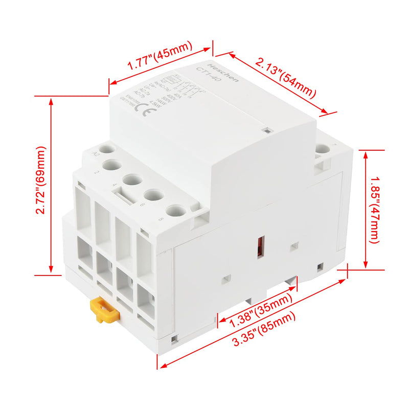  [AUSTRALIA] - Heschen household AC contactor, CT1-40, Ie 40A, 4 pin, four normally open, AC 220V coil voltage, 35mm DIN rail mounting