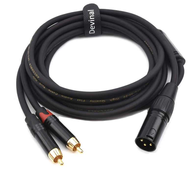  [AUSTRALIA] - Devinal Dual RCA to XLR Y-Cable, Unbalanced XLR Male Y Splitter Patch Cord, 2 Phono Plug to 1 XLR Adapter Interconnect Duplicator Lead Cable Connector, Heavy Duty Baking Paint 15 feet 15 FT