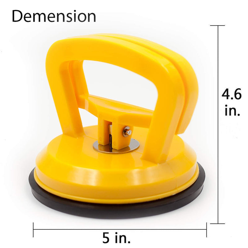  [AUSTRALIA] - WFPOWER Yellow Suction Cup Dent Puller Handle Lifter 5inch / Dent Remover/Heavy Duty Glass Lifting Suction Cup with Small Suction Cup