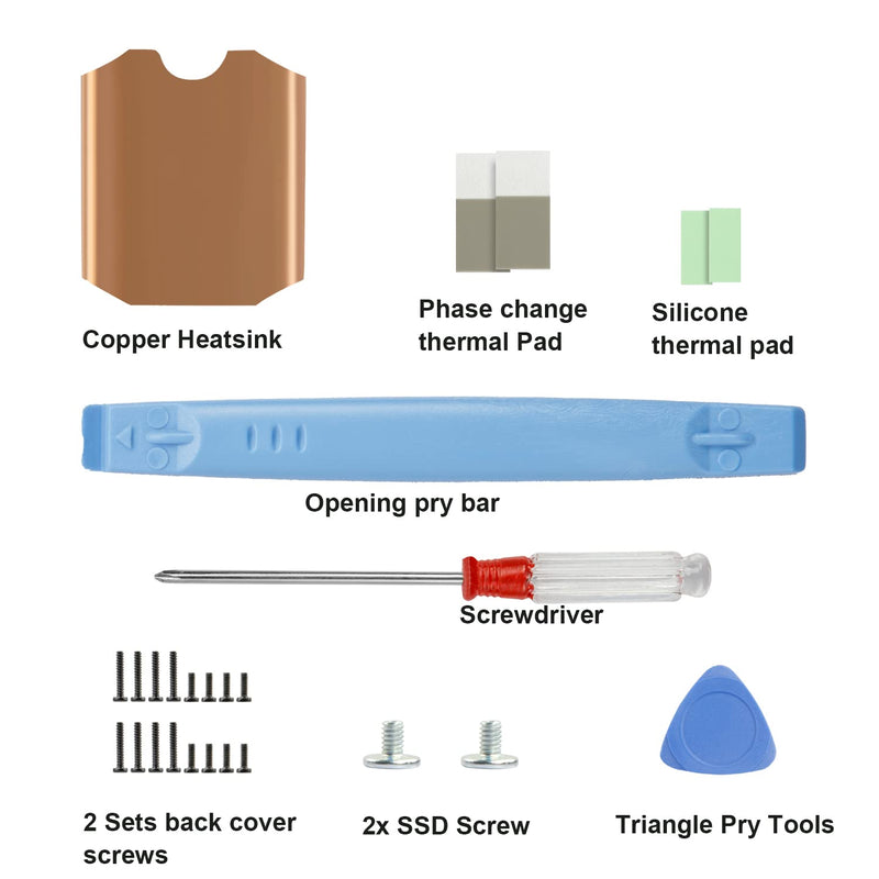  [AUSTRALIA] - Steam Deck SSD Heatsink Thermal Pad: M.2 2230 NVME SSD Copper Heat Sink Cooling Thermal Pastes Back Cover Opening Tools Back Screws Replacements Screwdriver Repair Kit for Stream Deck SSD