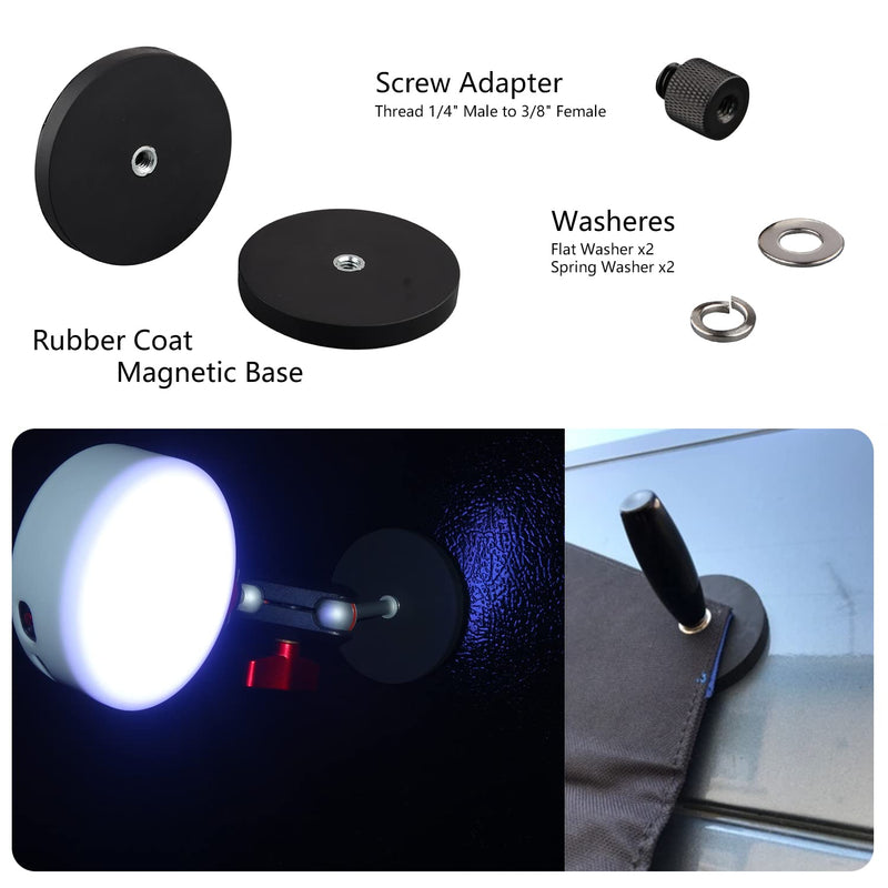 [AUSTRALIA] - MUTUACTOR 2Pack 55lb Neodymium Rubber Coated Magnetic Mounting with 1/4’’& 3/8’’Female Thread , Scratch Free Rubber Magnetic Base for Camera , Led Lighting, Tools .