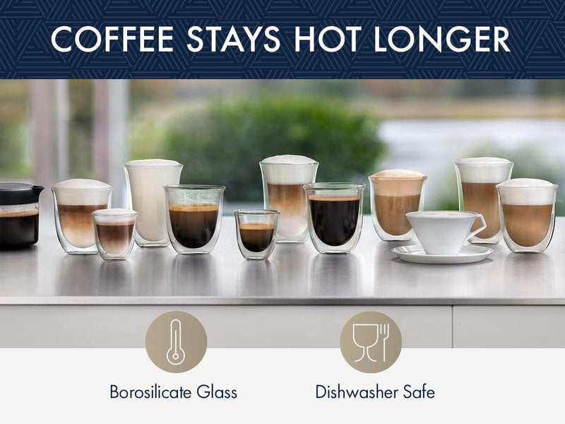  [AUSTRALIA] - De'Longhi DeLonghi Double Walled Thermo Espresso Glasses, Set of 2, Regular, Clear Espresso Glasses (set of 2)