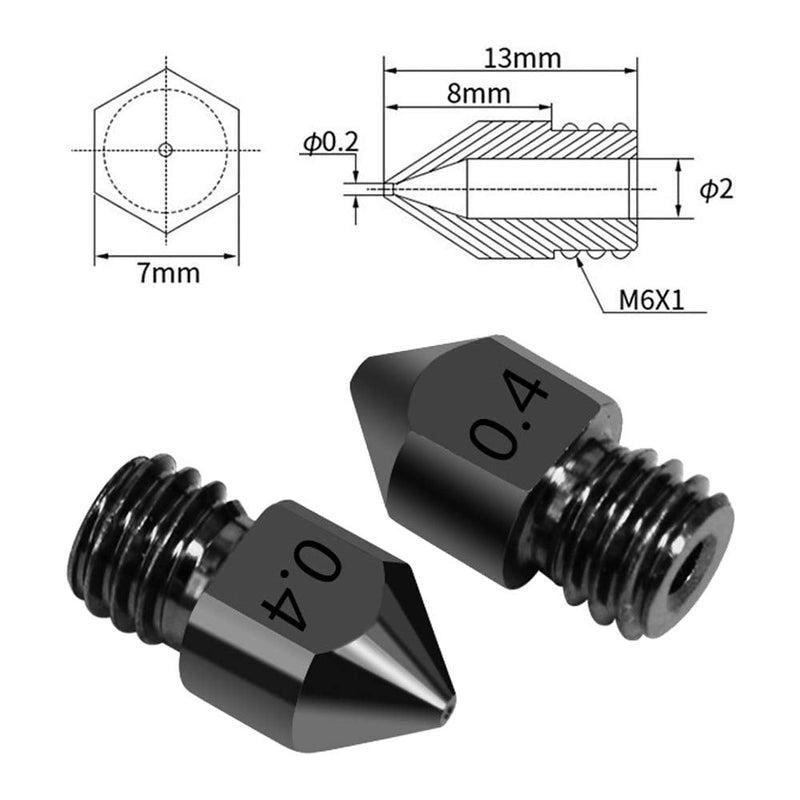  [AUSTRALIA] - 3D Printer Nozzles, Cooyeah 10Pcs Hardened Steel Tool High Temperature Pointed Wear Resistant MK8 Nozzles 0.4 mm/ 1.75 mm Creality CR-10 All Metal Hotend, for Ender 3/ Ender3 pro, Prusa i3