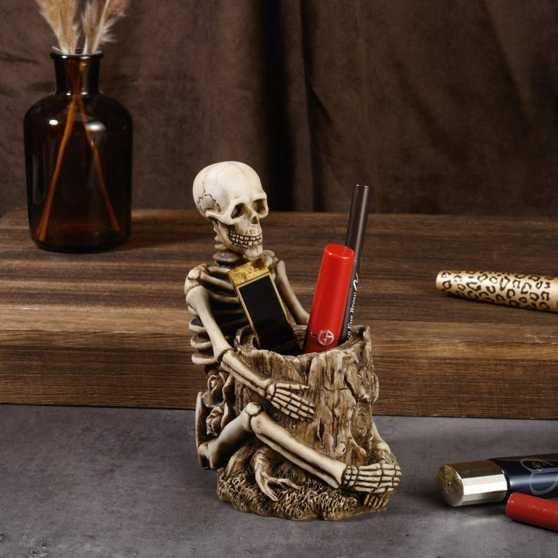 Skull Pen Holder Skeleton Key Holder Makeup Brush Holder Home Office Desk Supplies Organizer Accessory Design-1 - LeoForward Australia