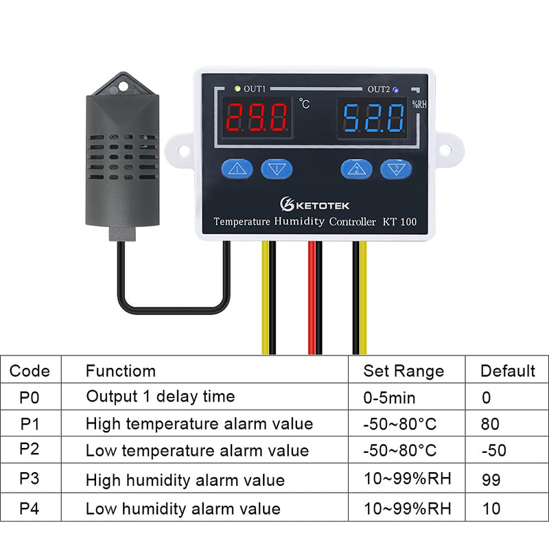  [AUSTRALIA] - KETOTEK digital temperature controller, humidity controller thermostat hygrostat with probe, temperature humidity controller, humidity controller for incubator 230V AC 220V