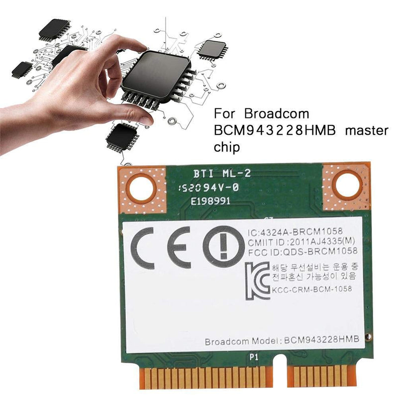  [AUSTRALIA] - Mini PC-E Wireless Network Card,Bluetooth 4.0 300Mbps 2.4 and 5 GHz Dual-Band PCI-E Wireless LAN Card,Suitable for Broadcom BCM943228HMB,Suitable for Windows 2000/XP/VISTA/7